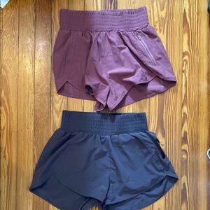 Purple and Gray Athletic Shorts with Elastic Waistband